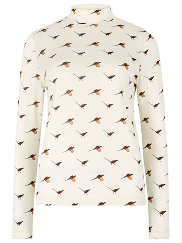 Dubarry Reynolds Women's soft printed mock neck top - Cream